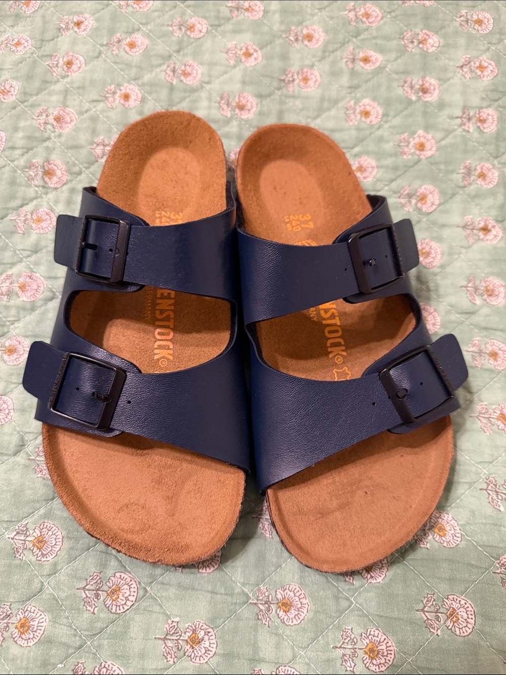 Birkenstock Women Two-Strap Sandals in Navy Blue
